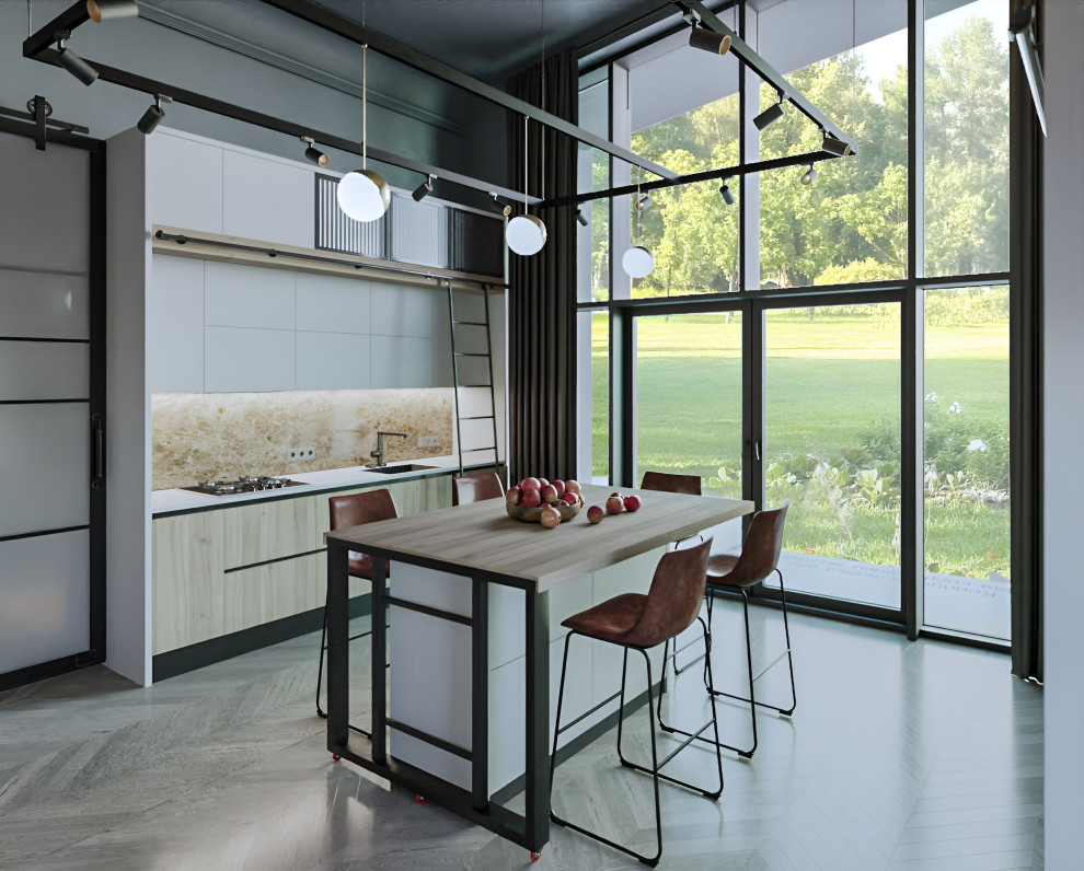 Обложка проекта: Кухня-гостиная в частном доме, 42.0 м², д. Огуднево Московской области