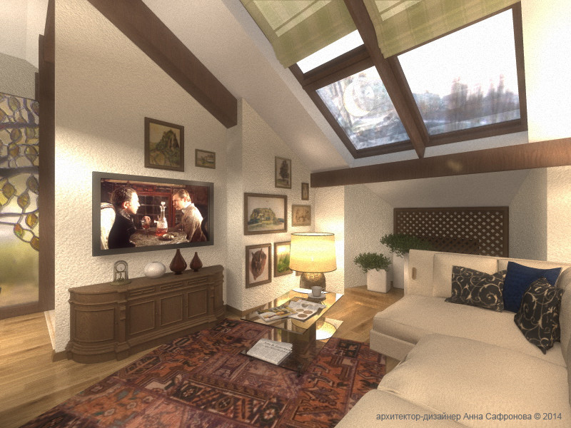 Интерьер квартиры на мансардном этаже