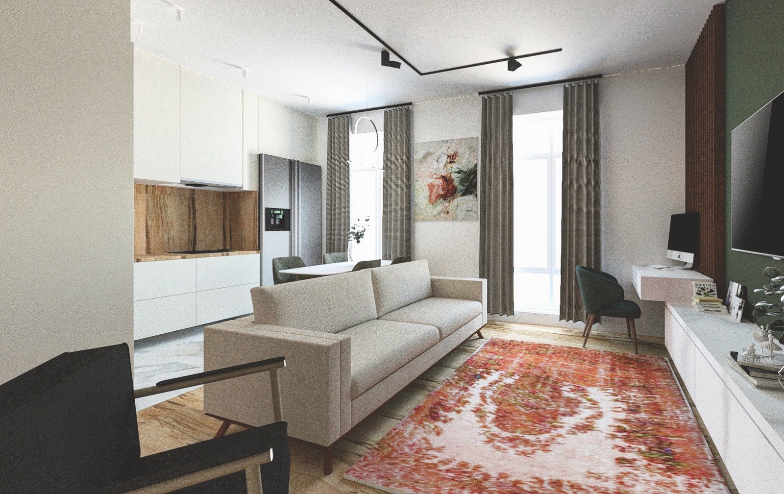 Обложка проекта: Кухня-гостиная 33,5кв.м