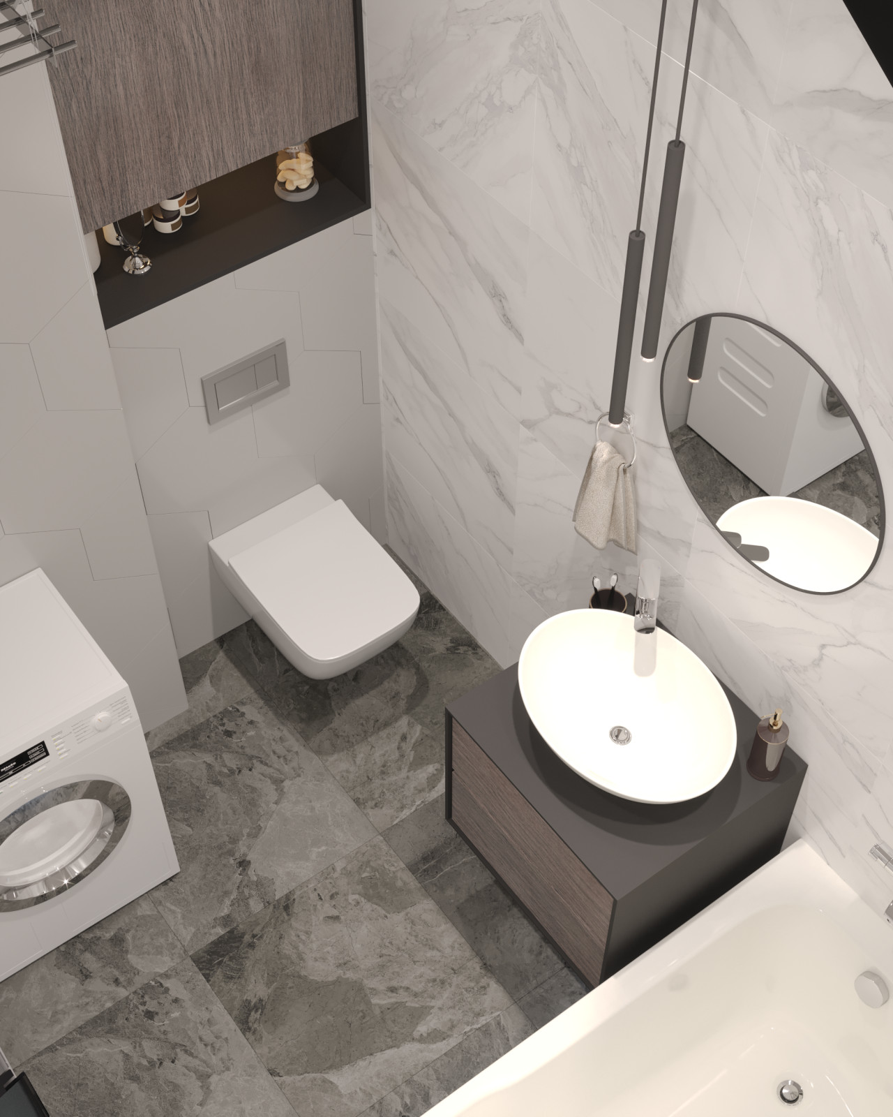 Однокомнатная квартира в серо-голубых тонах