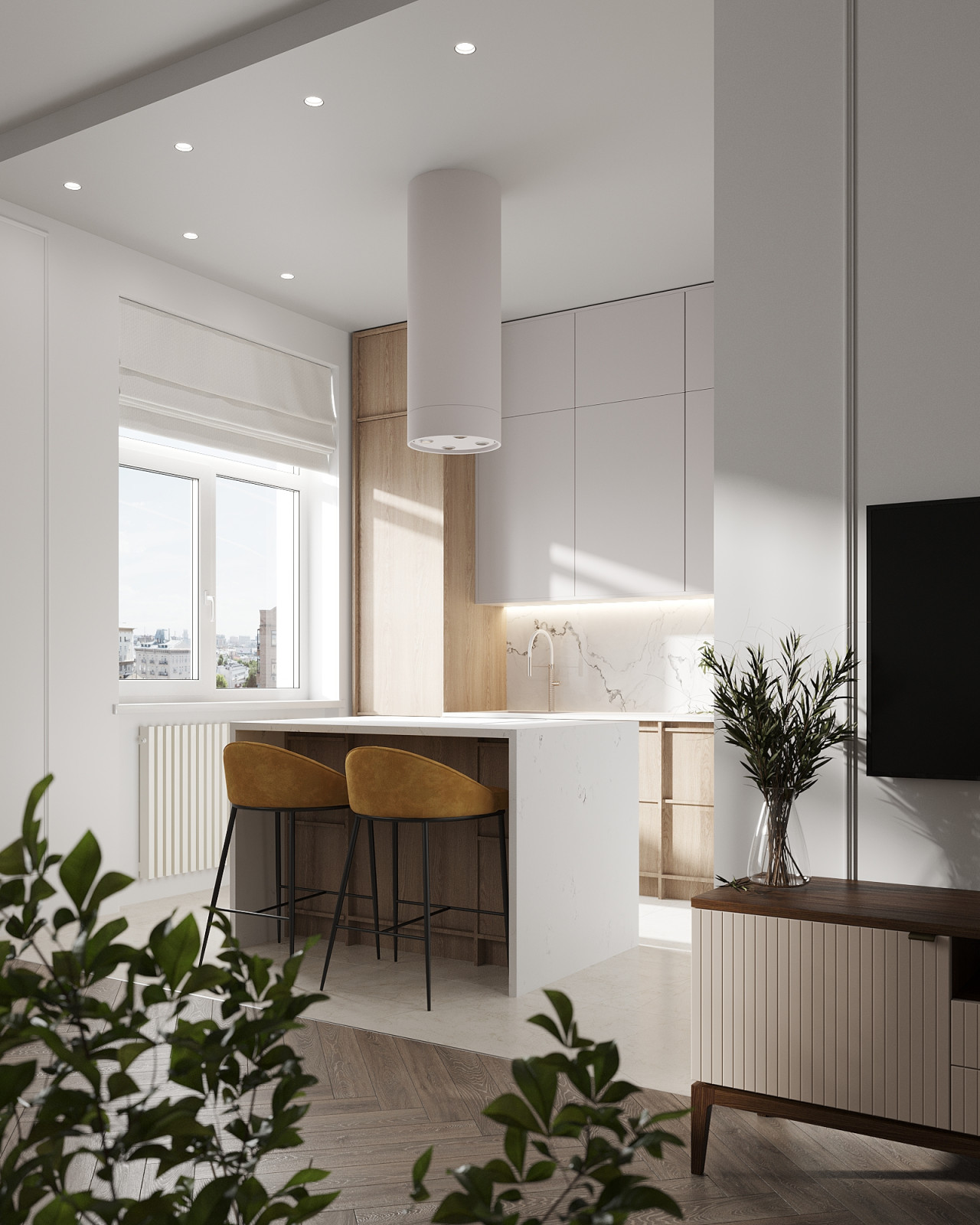 Кухня-гостиная в сталинке