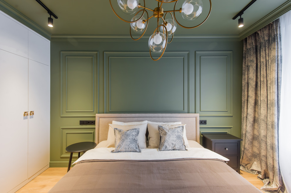 Квартира в современном стиле с зелёной спальней
