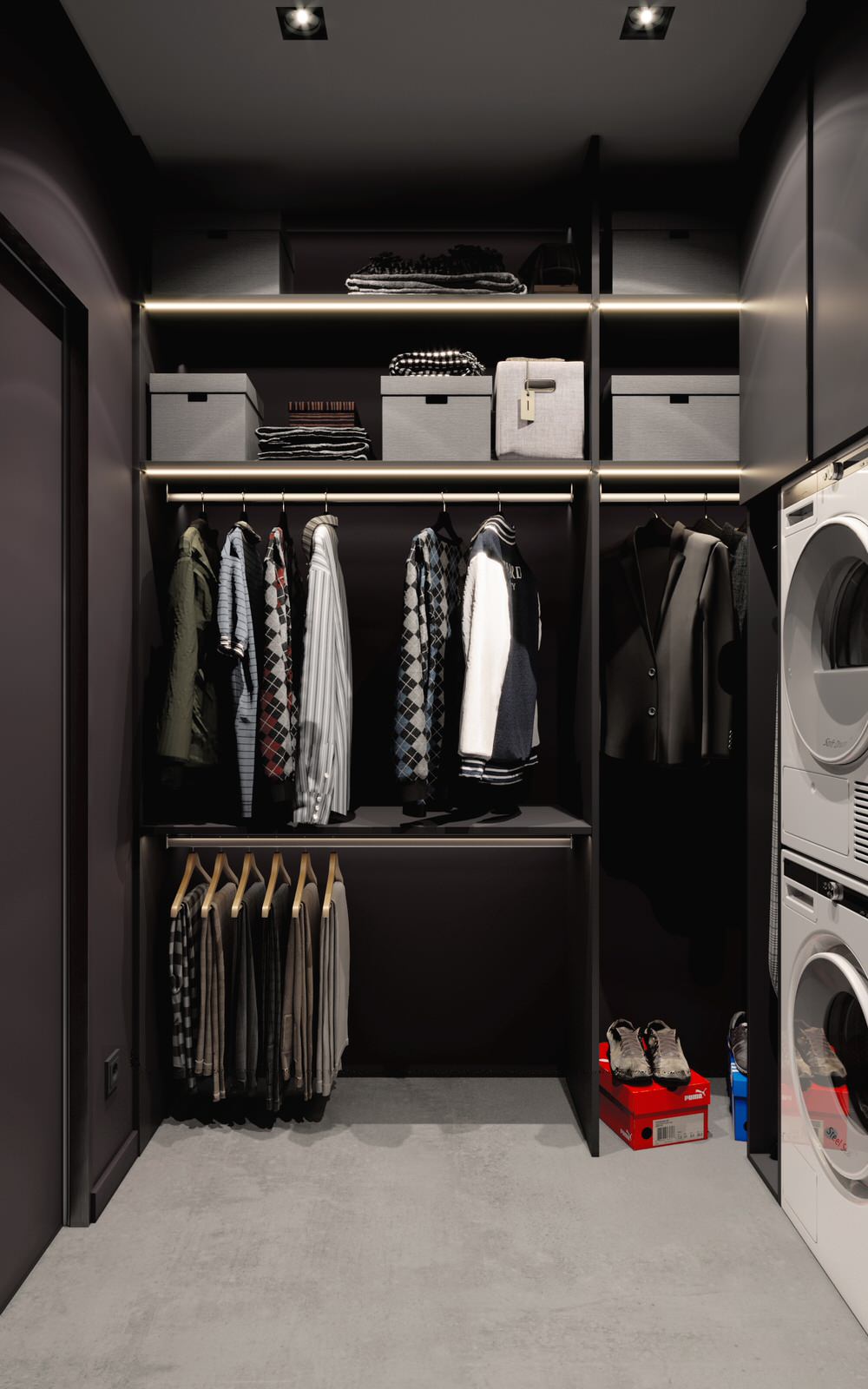 Дизайн гардеробной изнутри