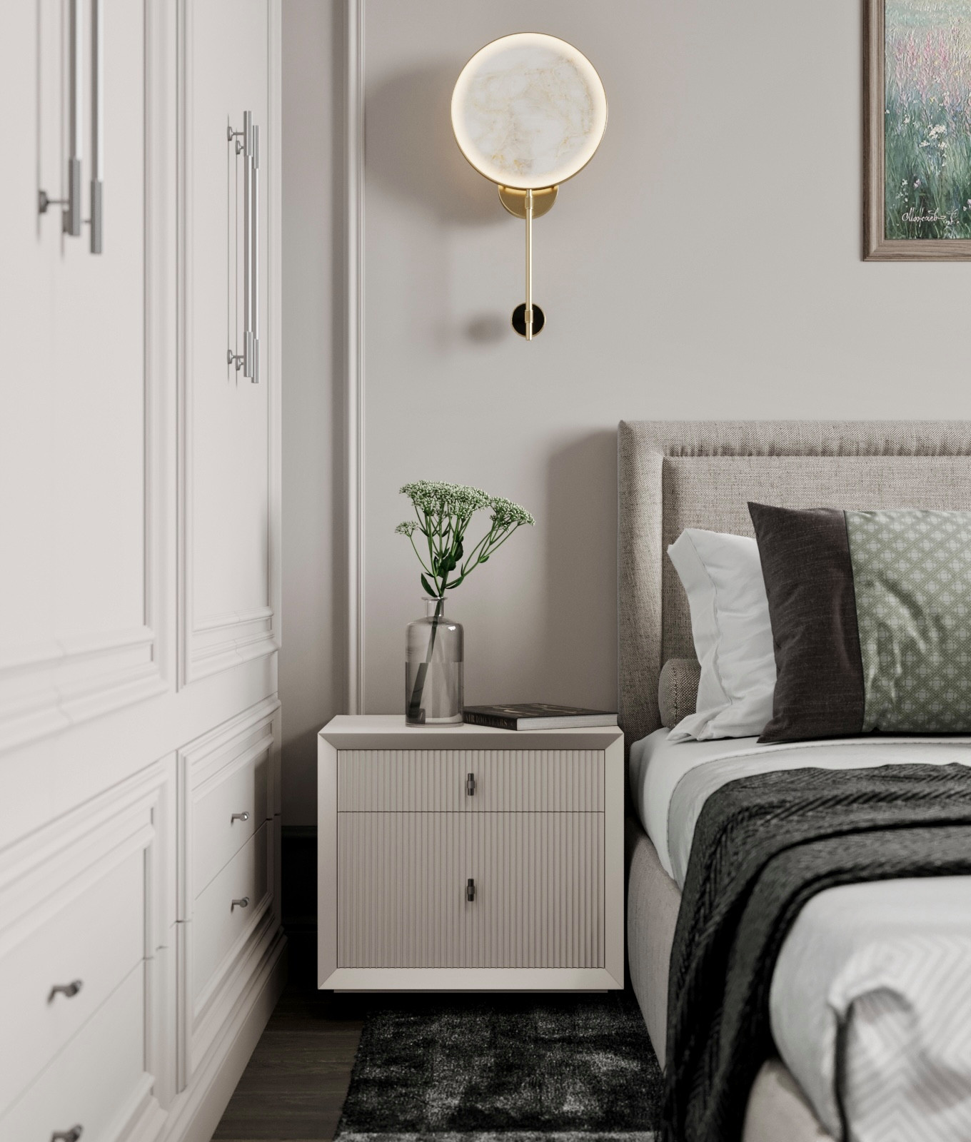 Элегантный интерьер в серо-зеленых оттенках