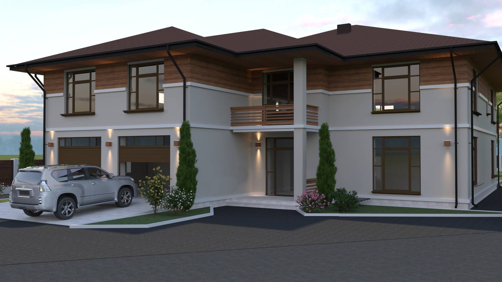 Обложка проекта: Экстерьер дома в стиле "Райт"