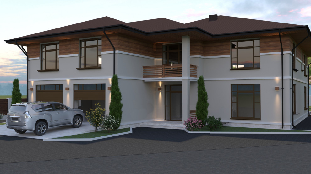 Обложка проекта: Экстерьер дома в стиле "Райт"