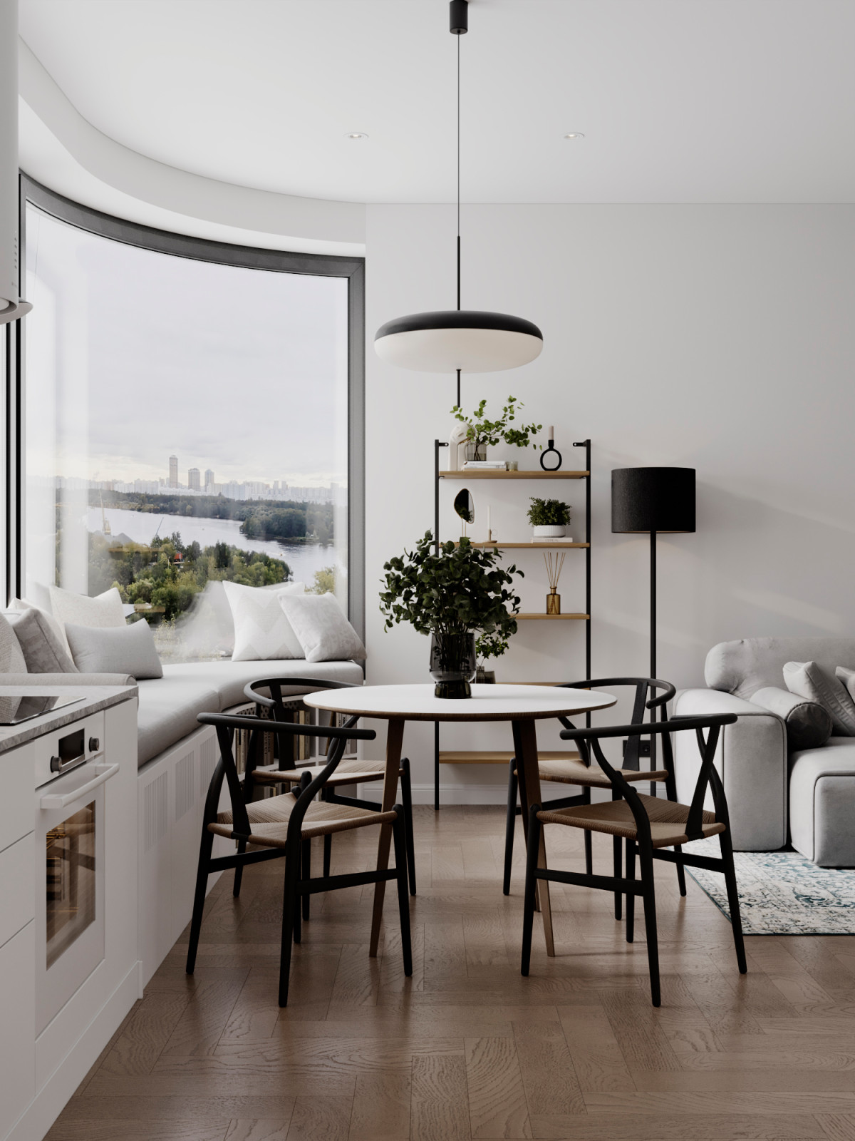 Светлый интерьер с цветовыми акцентами в ЖК Level Стрешнево