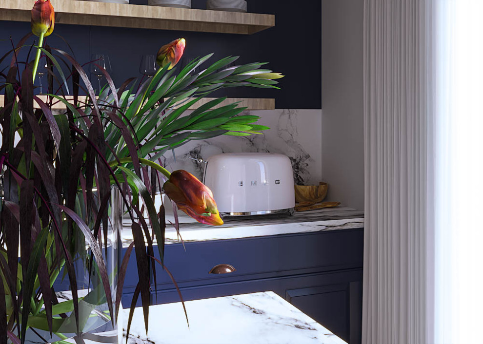 Дизайн-проект кухни в синих тонах