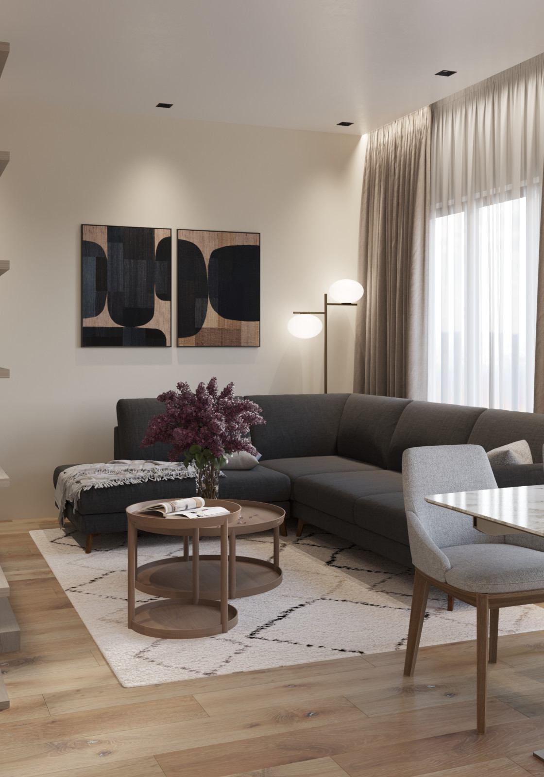 Визуализация квартиры в бежевых тонах