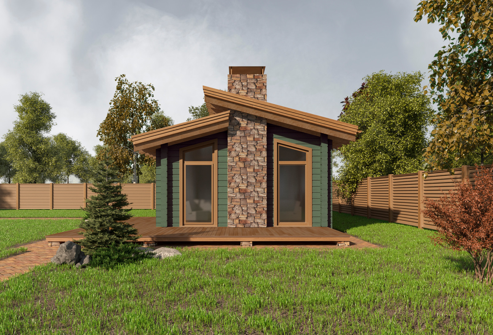 Эскизный проект. Павильон-барбекю из клееного бруса. Тульская область. 2020 г.