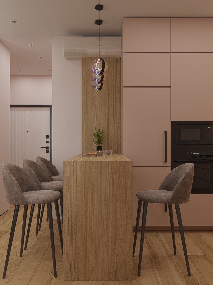 Уютная кухня-гостиная с дневным сценарием освещения