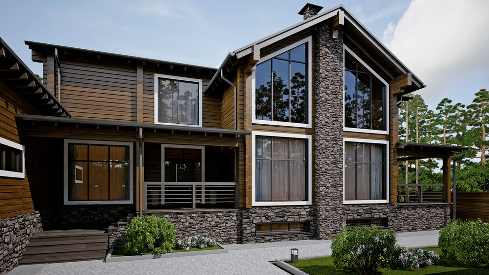 Проект дома из клееного бруса WOOD RESIDENCE 400 м^2