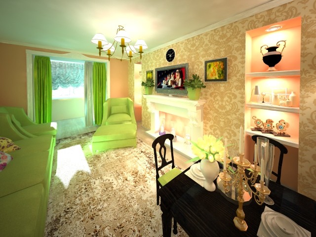 Визуализация гостиной в двух комнатной квартире