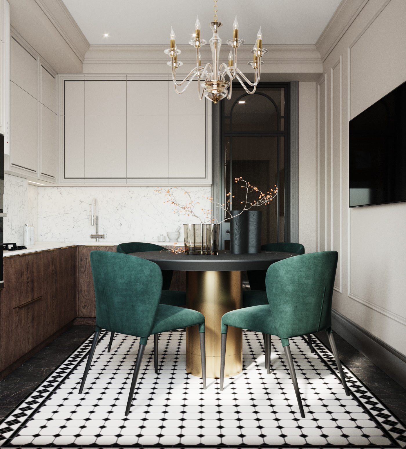 Интерьер кухни в стиле современная классика