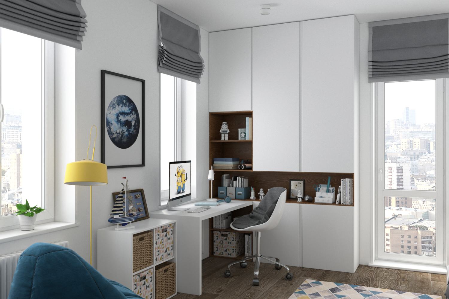 Монохромный с деревом