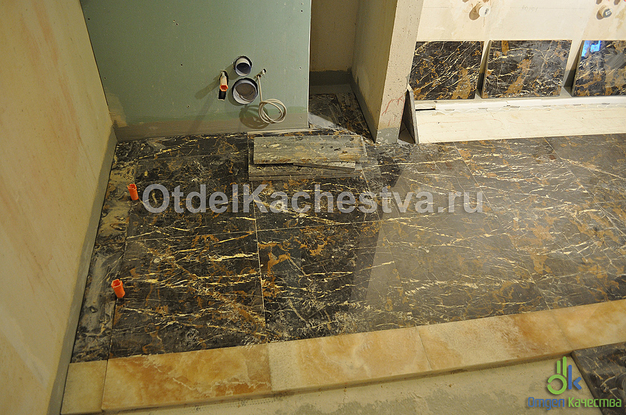 Укладка мрамора в ванной комнате