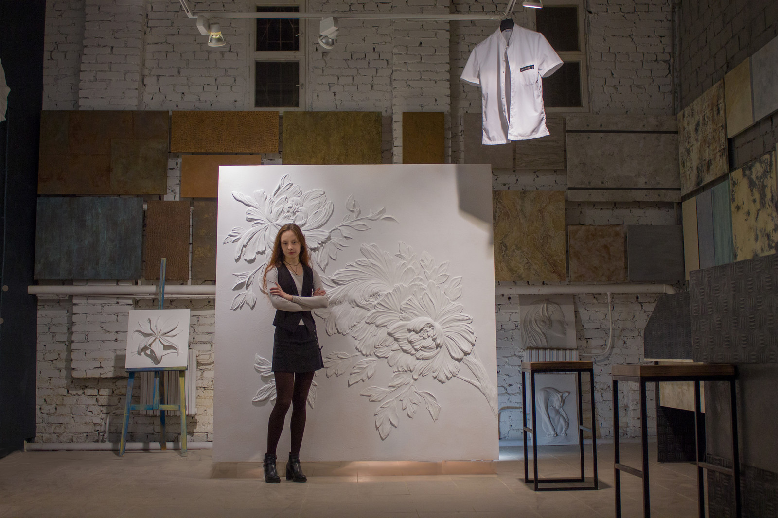 Рельефное панно "Китайские пионы" для Home Design Lab