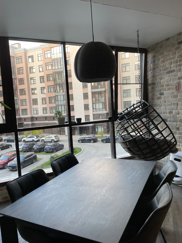 Кухня с барной стойкой в стиле Лофт