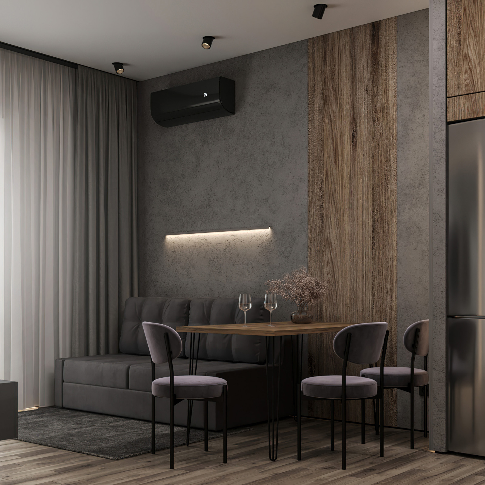 9. Gray house. Кухня-гостиная