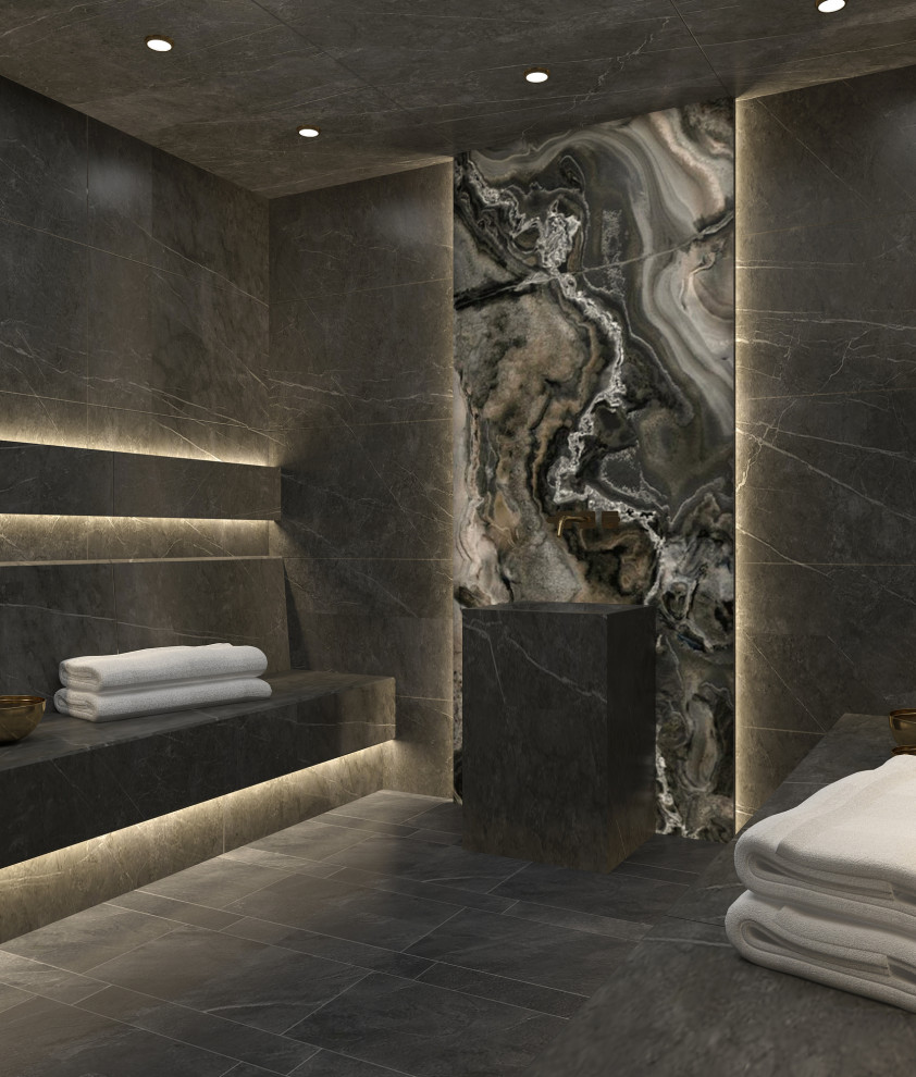 Современный хамам в темном камне
