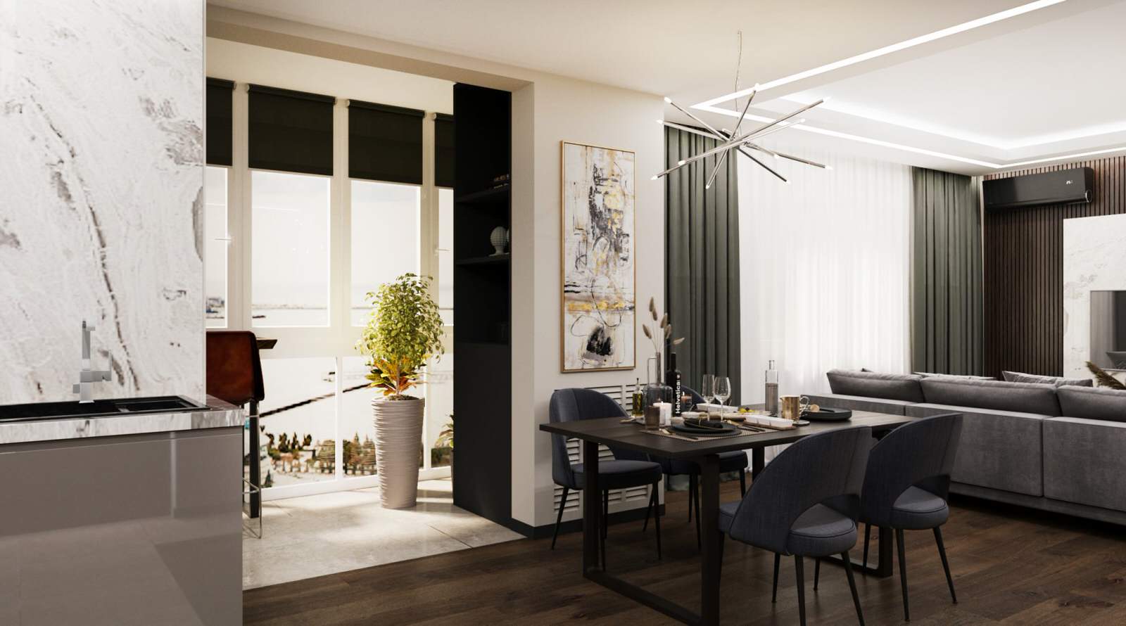 Дизайн кухни-гостиной