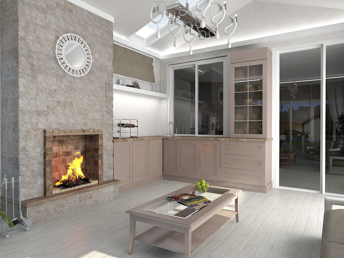 Терраса с камином