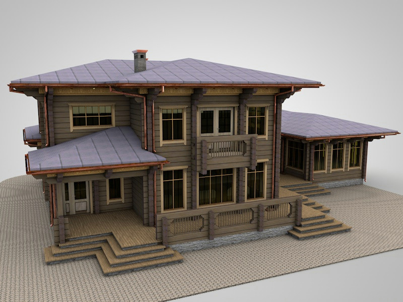 Двух этажный дом из клееного бруса с баней 325 м.кв.