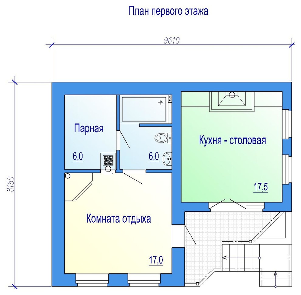16-029 Угловая баня в кирпичном исполнении