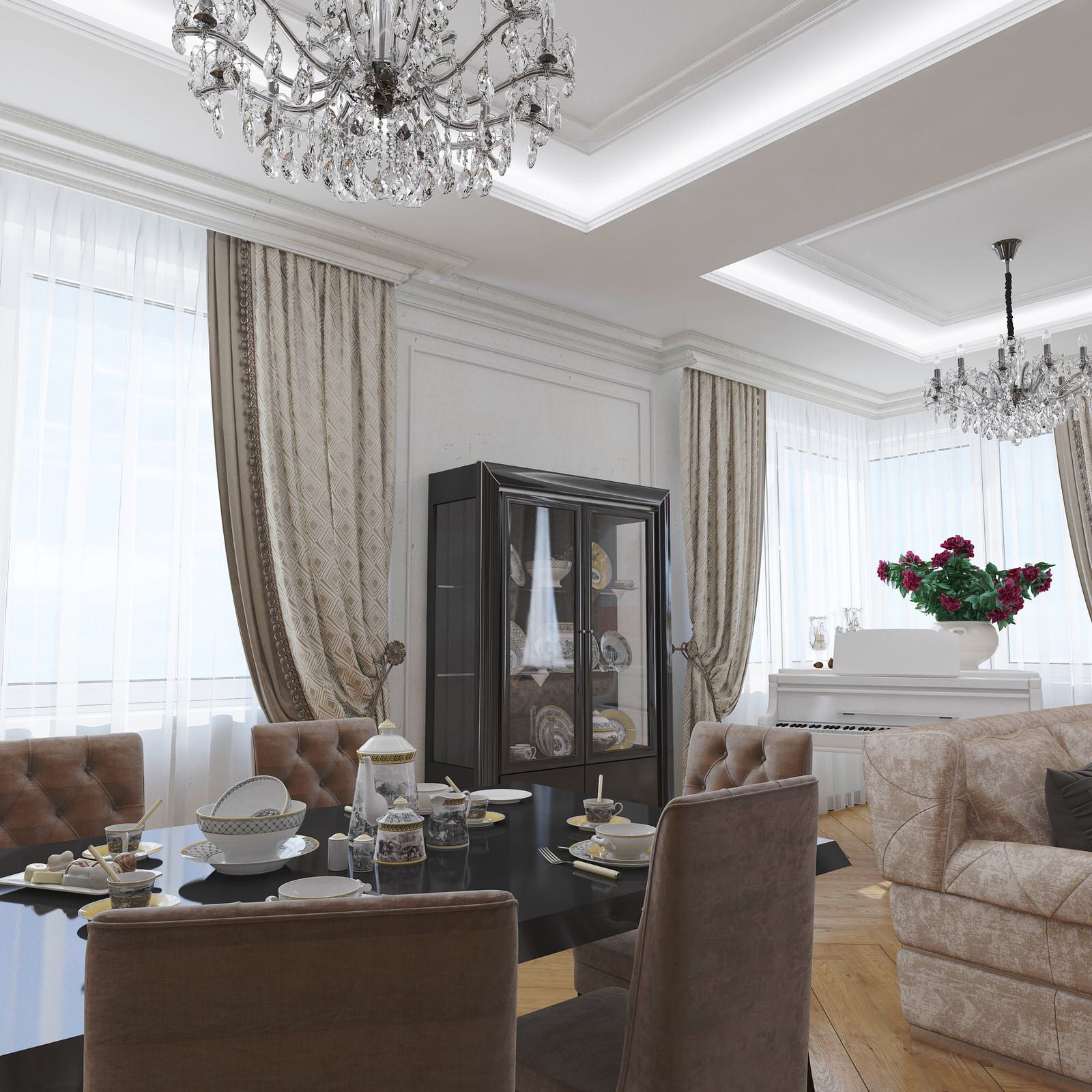 Обложка проекта: Проект. Интерьер квартиры. Неоклассика (180 кв м)