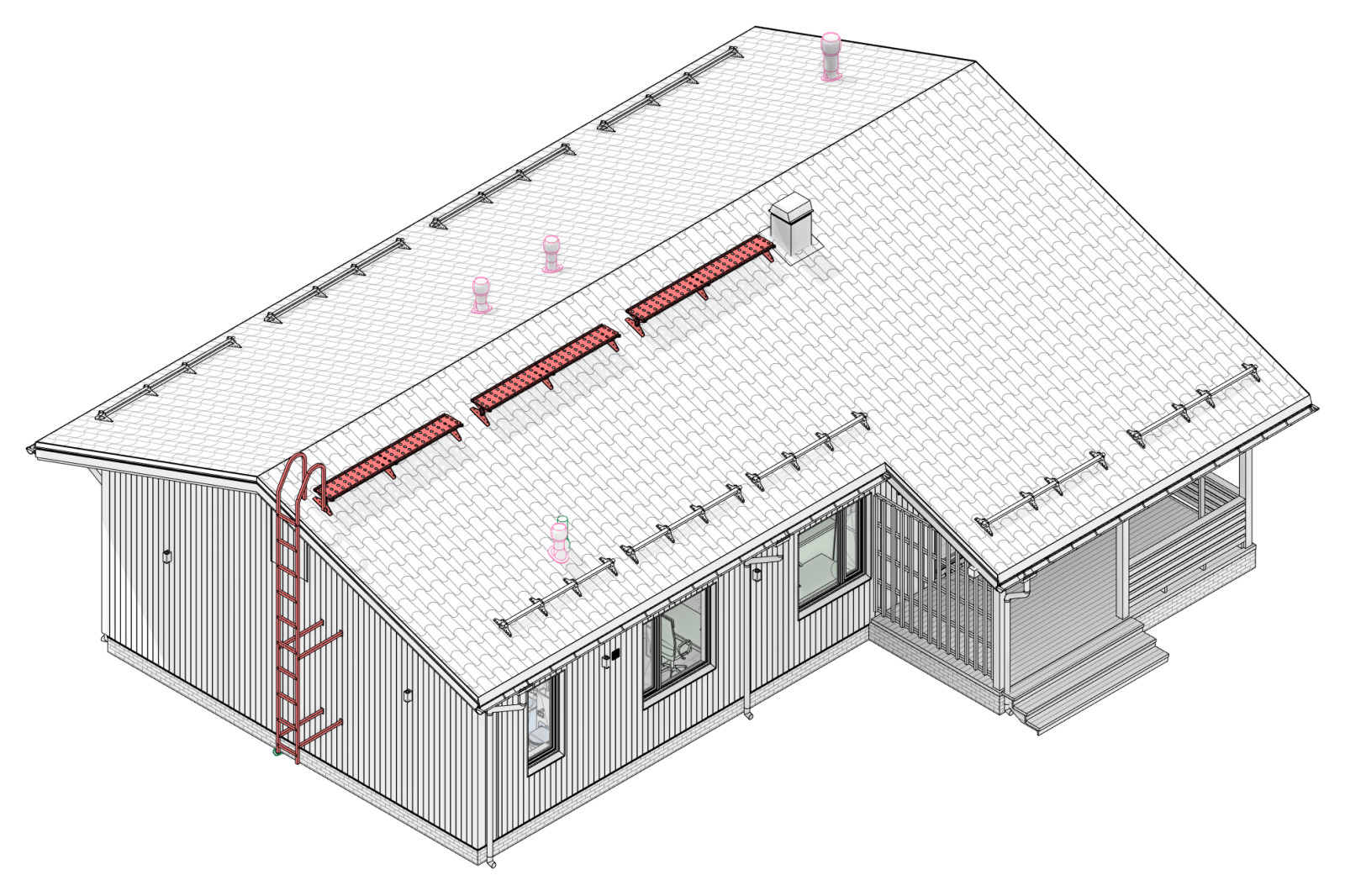 Систем доступа на кровлю для обслуживания систем