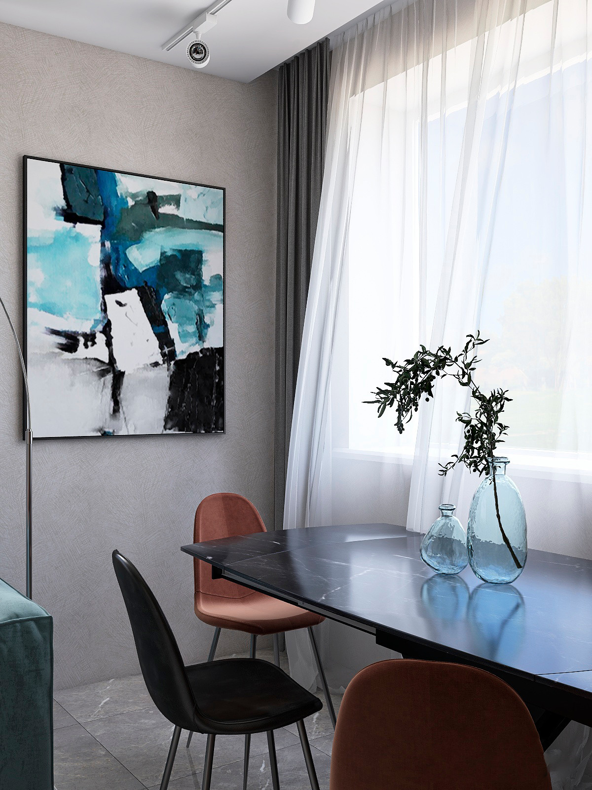 Холостяцкая гостиная 35 м2 в загородном доме