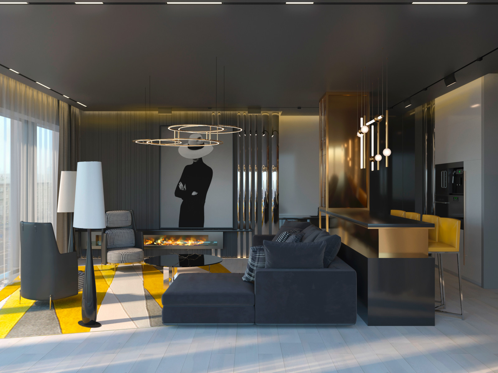 гостиная и кухня-столовая