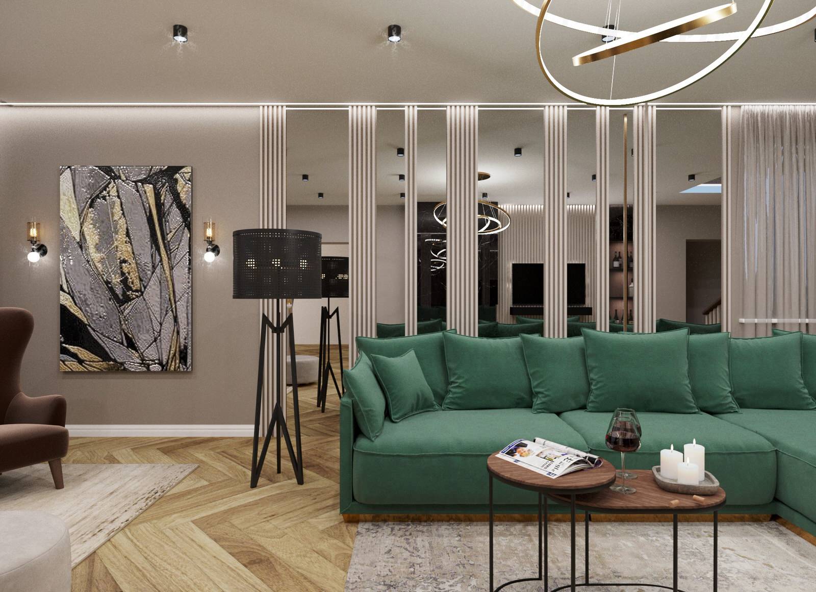 Дизайн проект гостиной в загородном доме