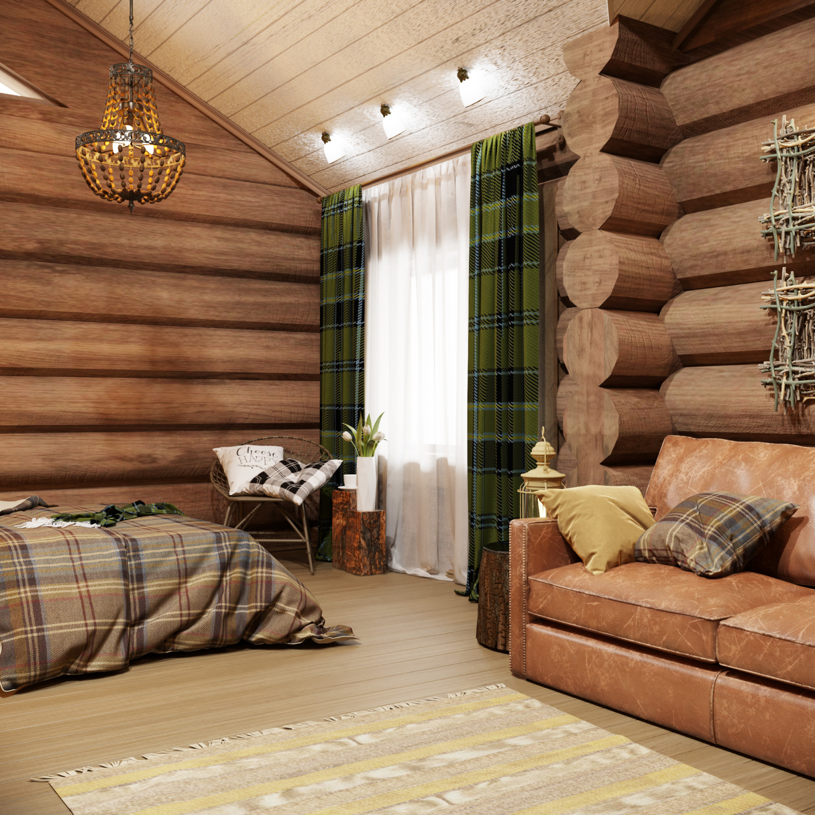 Деревянный дом из дикого бревна