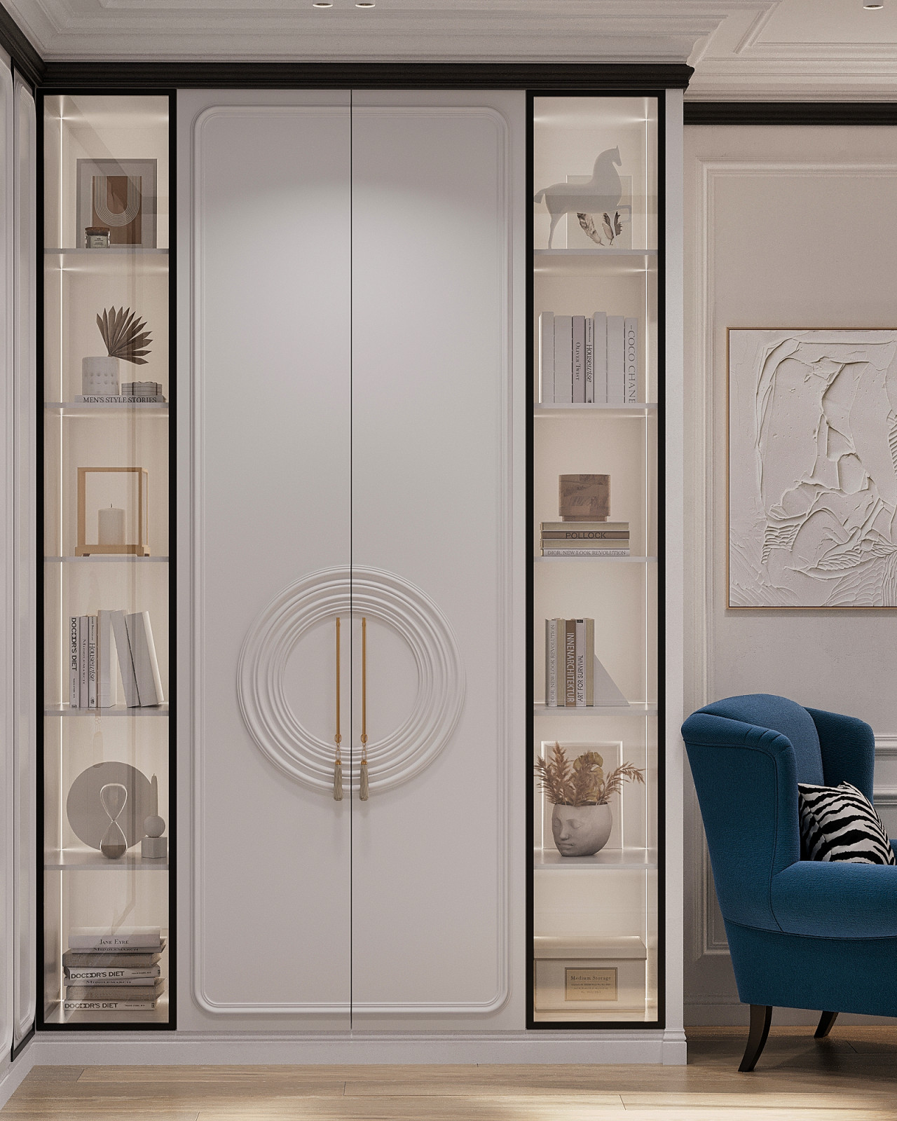 Стильный интерьер с элементами ар-деко в ЖК Петровский квартал на воде - 99 м2