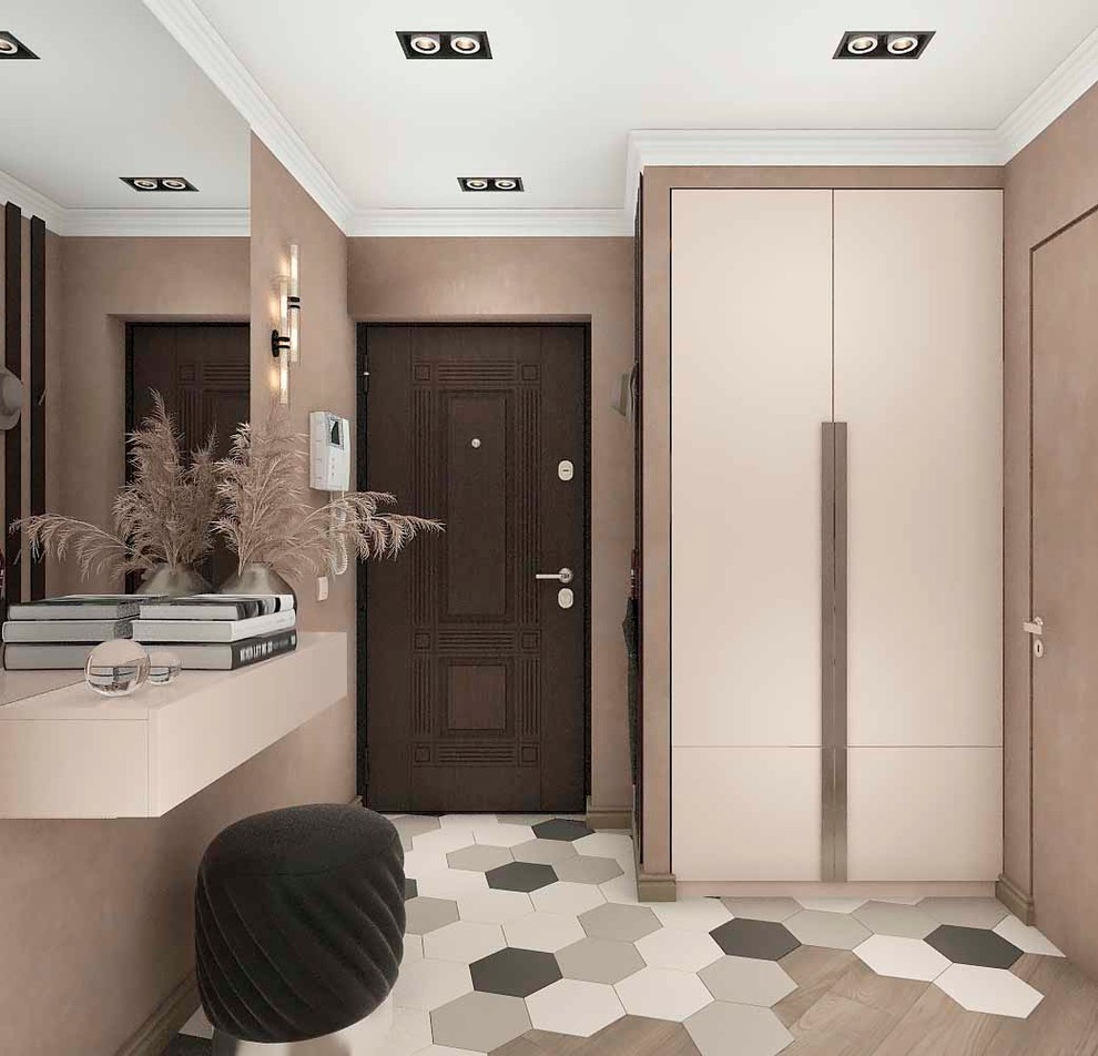 Обложка проекта: Коридор для молодой семьи в теплых оттенках