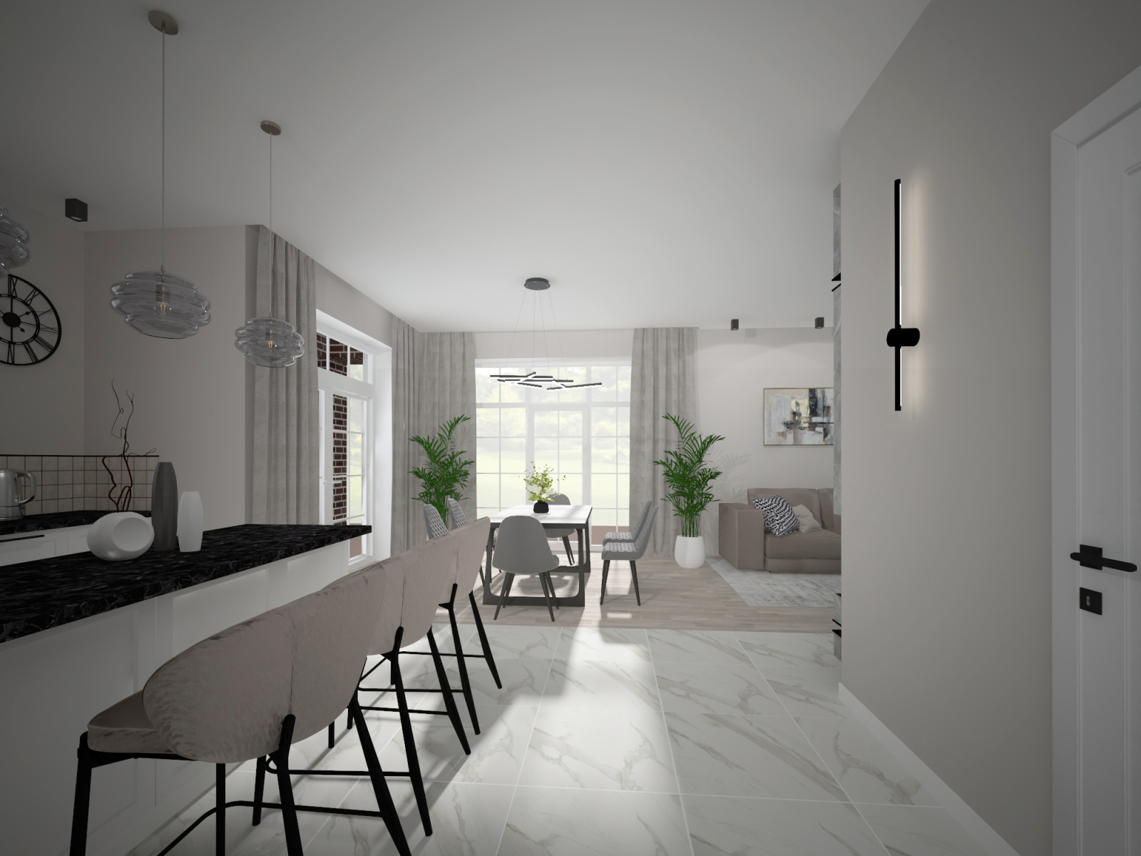 Кухня-гостиная в частном доме.