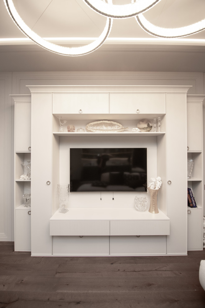 Стеллаж в гостиную для оформления ТВ-зоны