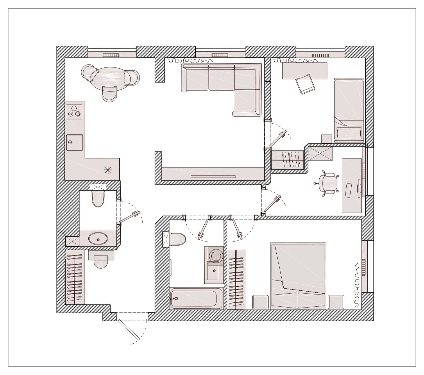 Поиск планировки: 70 кв.м двушка с прицелом на трешку — 4 плана