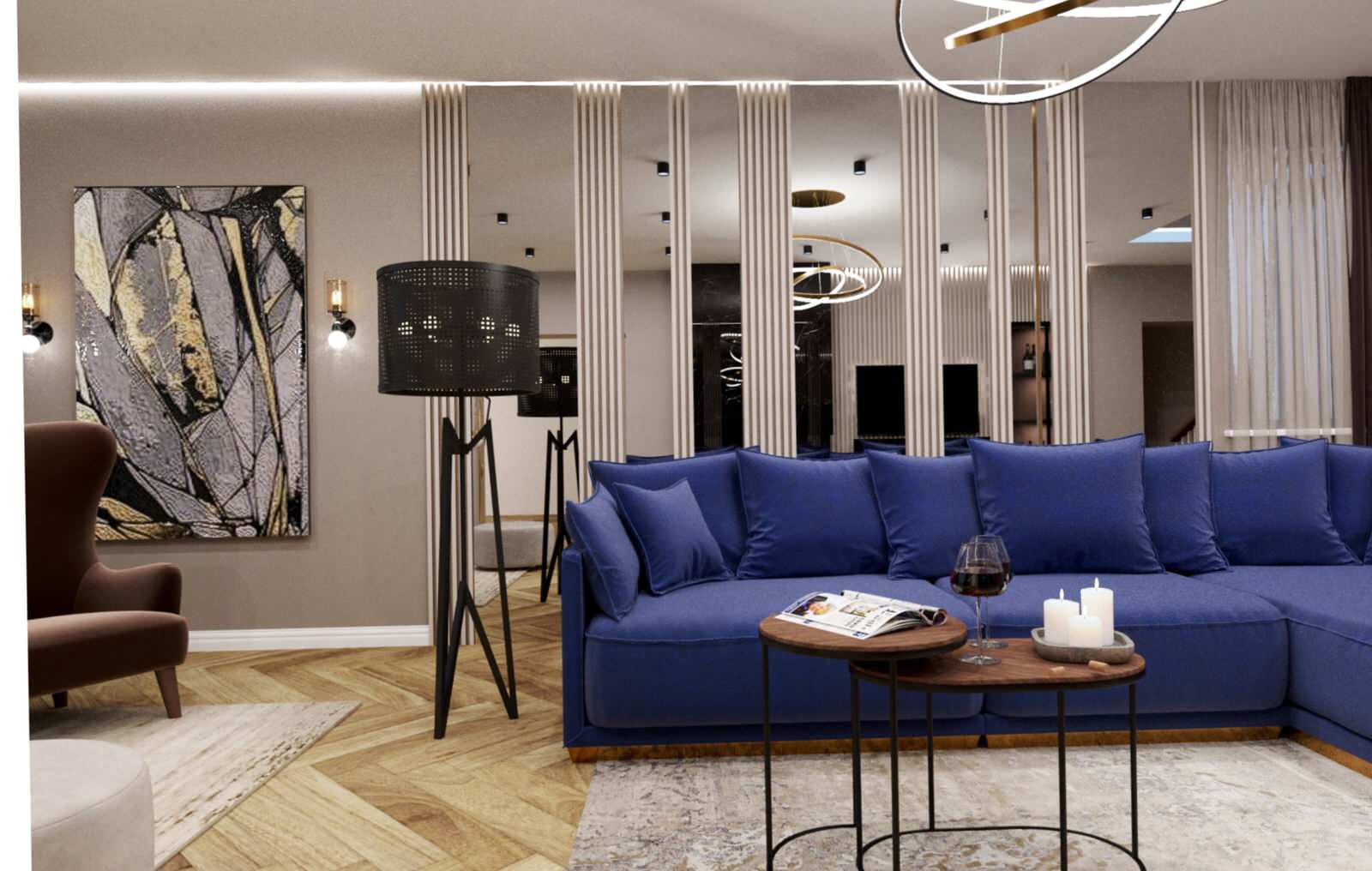 Дизайн проект гостиной в загородном доме