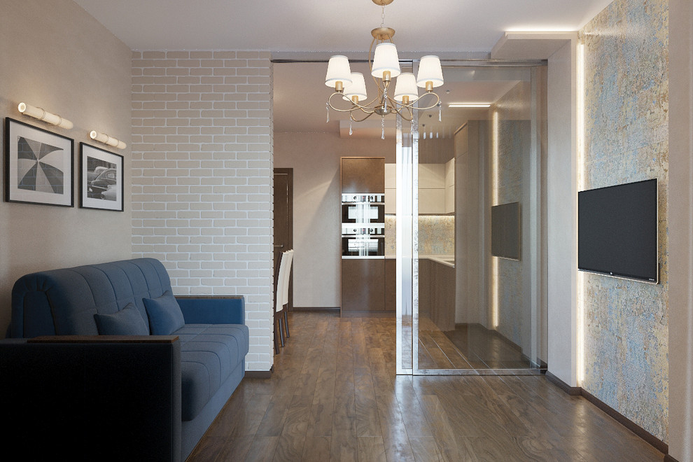 Кухня с небольшой гостиной зоной