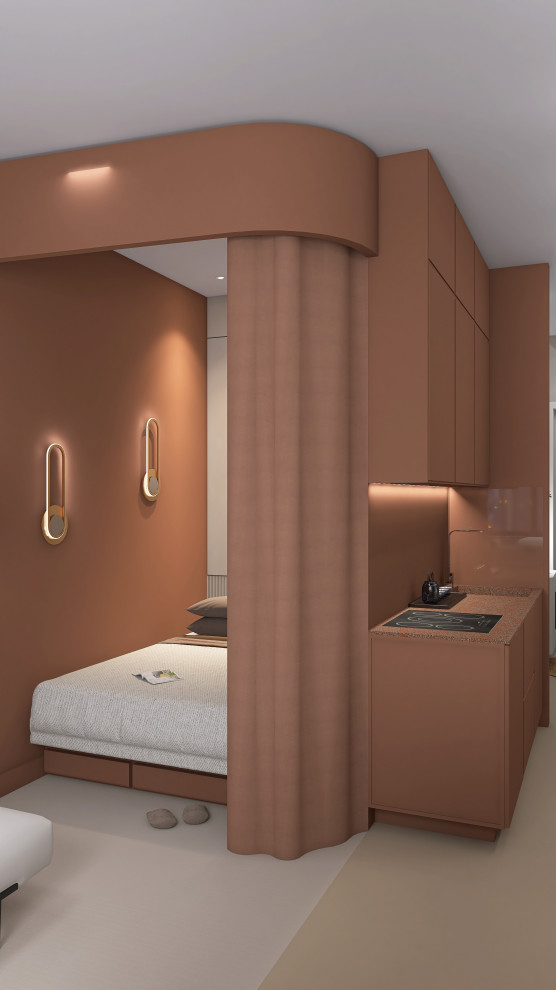 Студия 25 метров с спальней гостиной и кухней