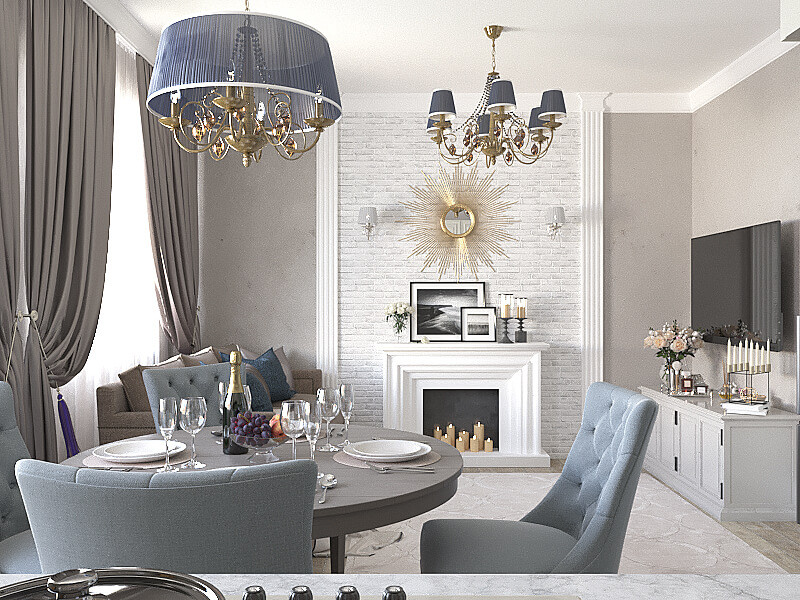 Дизайн-проект четырехкомнатной квартиры, неоклассика