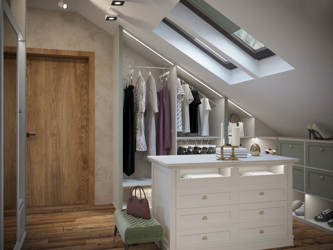 Интерьер мансардного этажа в стиле лофт