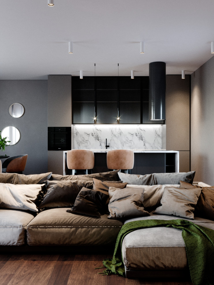 Обложка проекта: кухня-гостиная