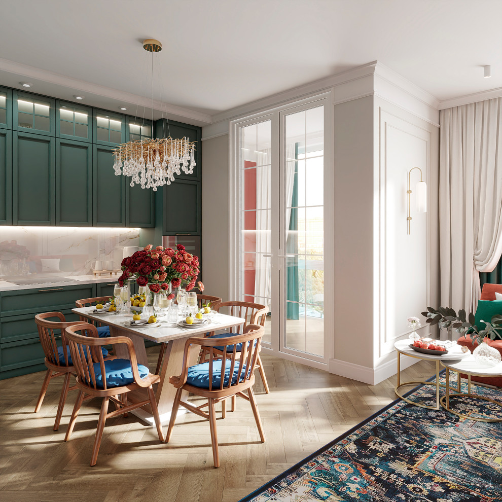 Утонченный проект с использованием разных стилей для семьи с двумя детьми