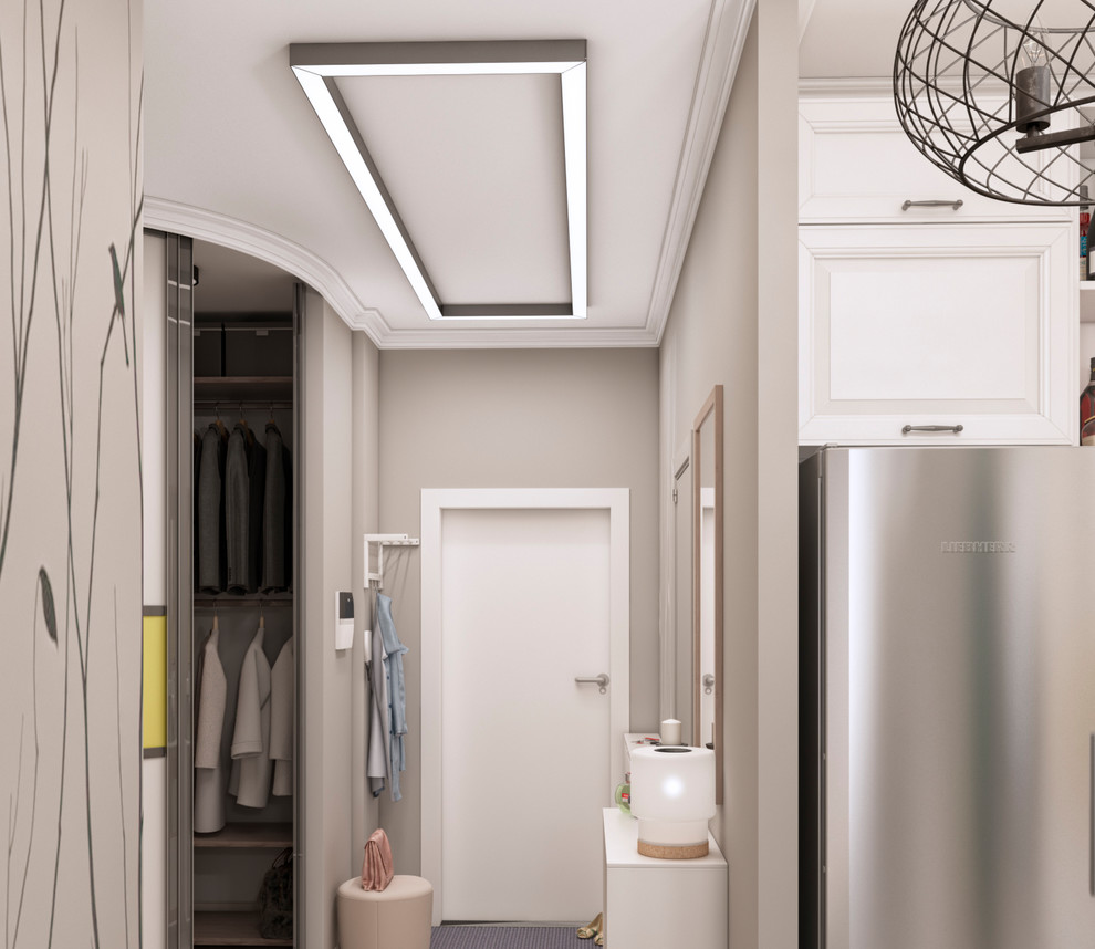 Проект кухни-гостиной площадью 14 м² для семьи из двух человек.