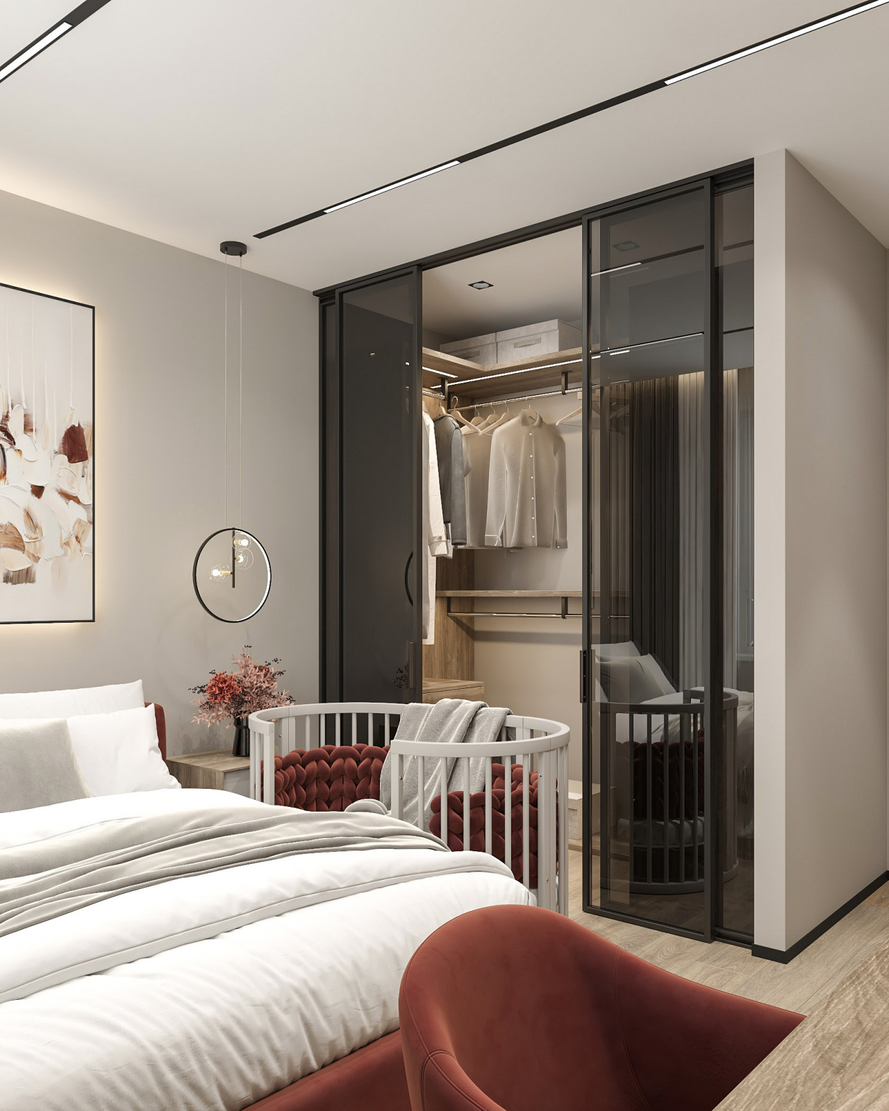 Интерьер спальни для квартиры в ЖК "Viktory Park"