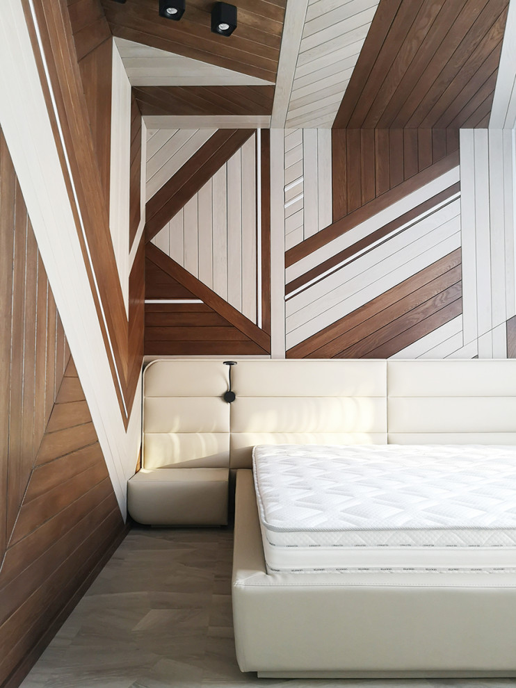 Фото готового интерьера. Второй этаж загородного дома, пространство спален в дом