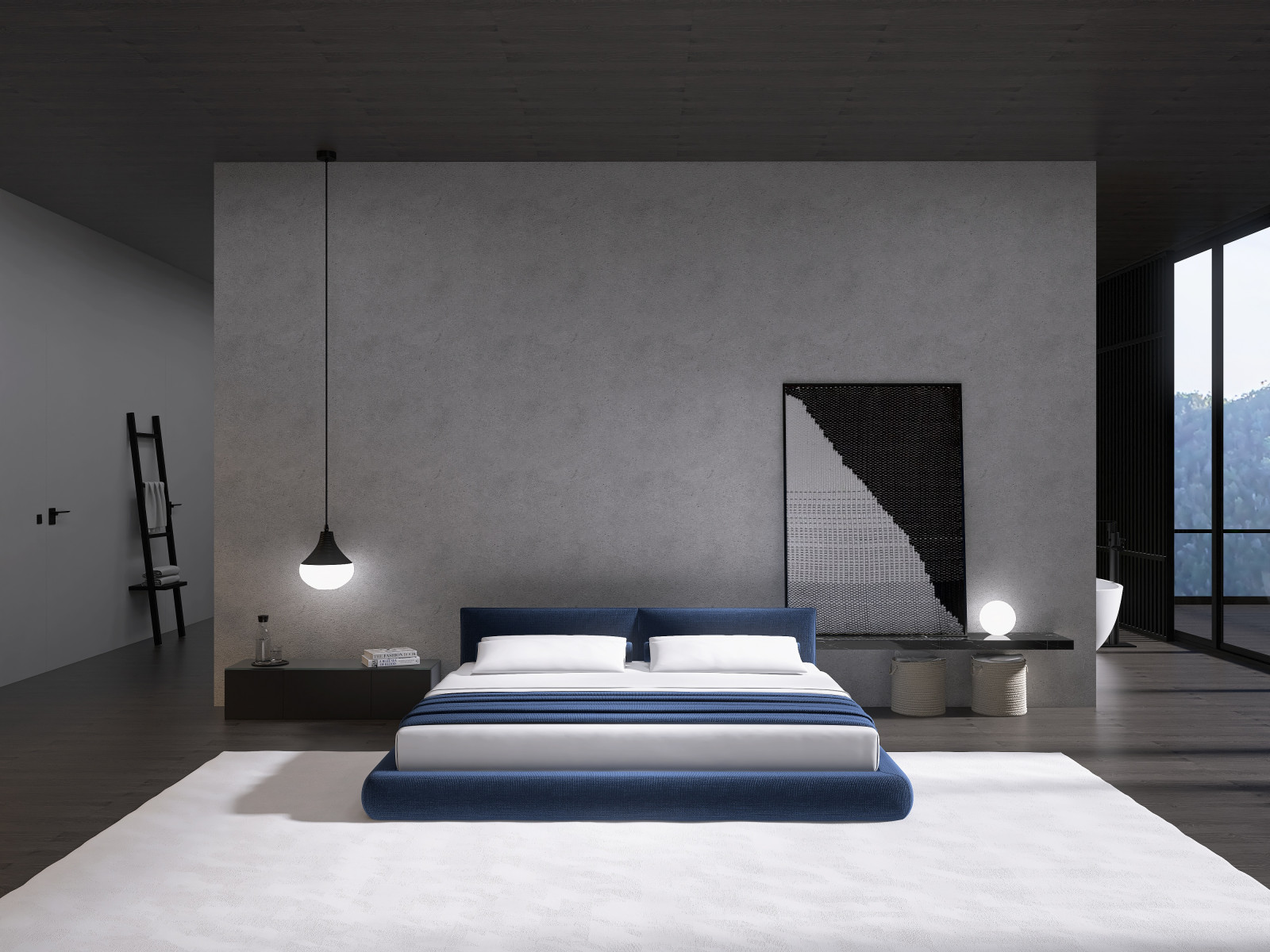 Спальня с атмосферой спокойствия интерьер мастер блока спальни с ванной